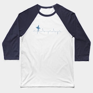 Heartbeat Surfer Blue Baseball T-Shirt